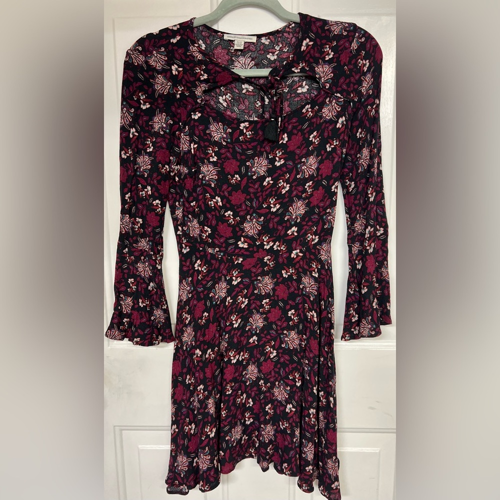 American Eagle Outfitters Black and Pink Floral Dress - Picture 1 of 5